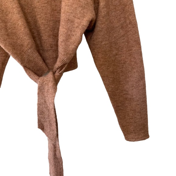 Aritzia Wilfred Lorin Turtleneck Knit Tie Front Sweater Clay Wool Alpaca Small - Picture 5 of 9